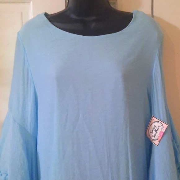 Powder Blue Relaxed Ruffled Tunic - Picture 3 of 9